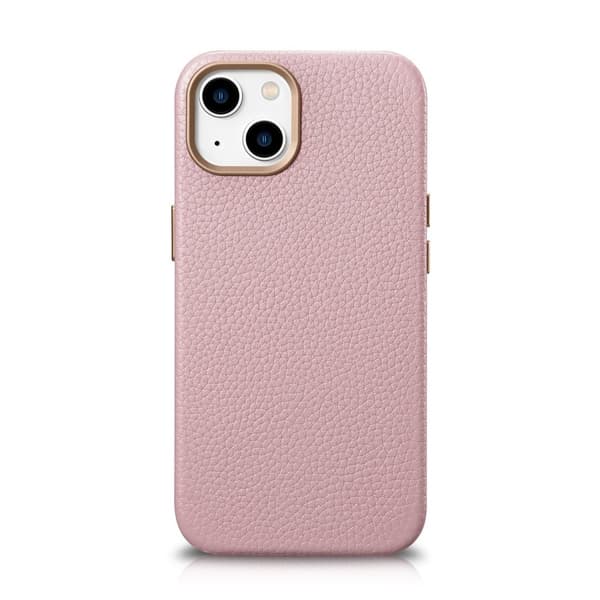 iPhone 14 Plus magnetisk læderetui med MagSafe Litchi Premium læderetui pink