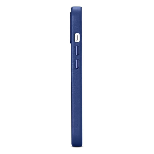 Naturligt læder etui til iPhone 14 MagSafe etui Lædercover blå