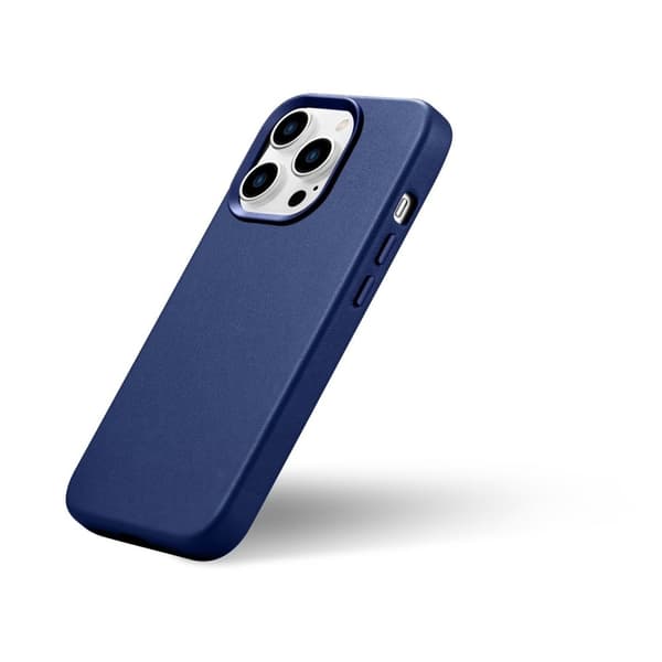 Naturskinndeksel til iPhone 14 Pro Max MagSafe-deksel Skinn lyseblått
