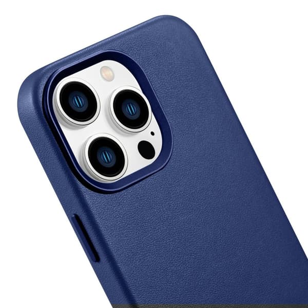 Naturskinndeksel til iPhone 14 Pro Max MagSafe-deksel Skinn lyseblått