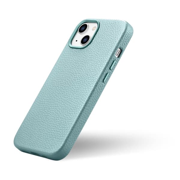iPhone 14 magnetisk skinnveske med MagSafe Litchi Premium Leather Case grønn