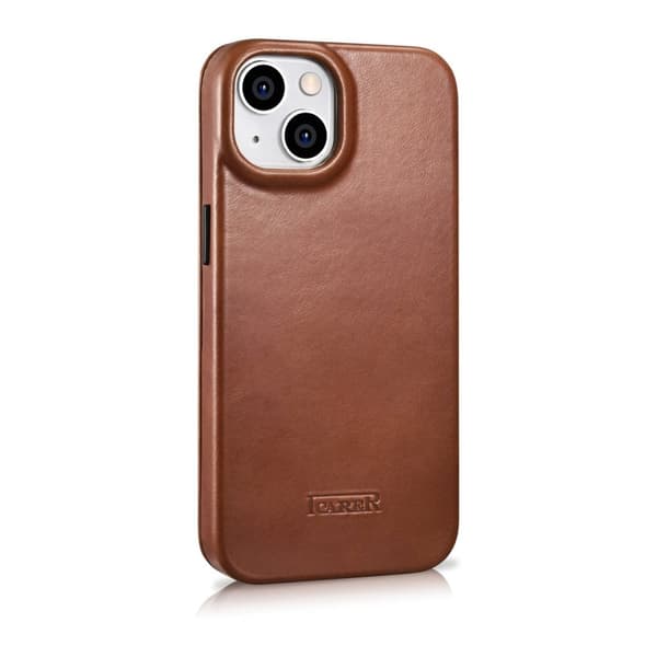 Lædercover til iPhone 14 Plus med magnetisk flip MagSafe CE Oil Wax Premium Læderbrun