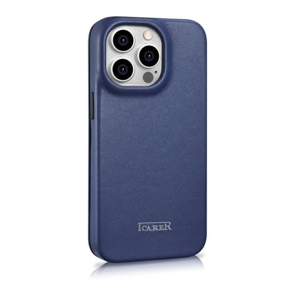 Skinndeksel til iPhone 14 Pro Max med magnetklaff MagSafe CE Premium Skinn blå