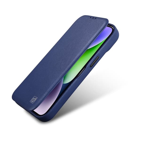 Skinndeksel til iPhone 14 Pro Max med magnetklaff MagSafe CE Premium Skinn blå