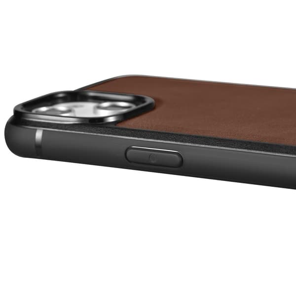 Cover betrukket med naturligt læder til iPhone 14 Plus Læderolievoks mørkebrun