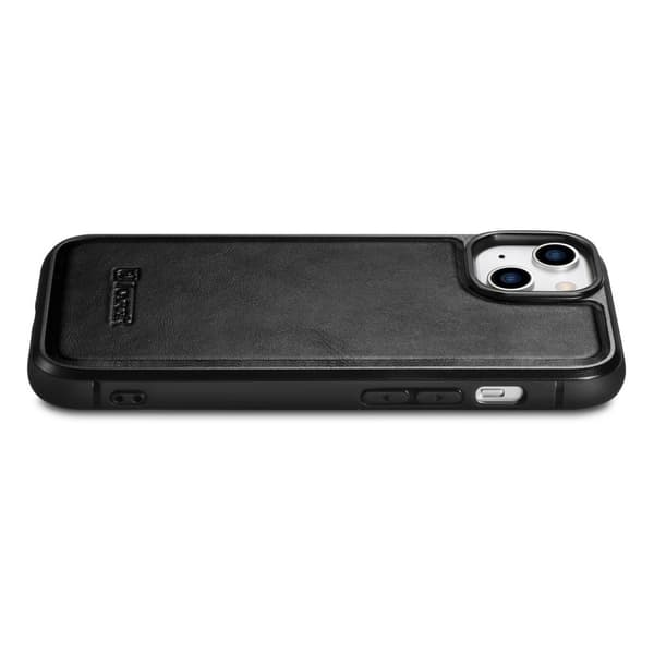 Fodral täckt med naturligt läder för iPhone 14 Plus Leather Oil Wax svart