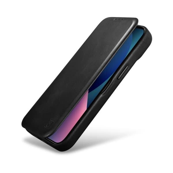 iPhone 14 Plus Magnetic Flip Case MagSafe CE Oil Wax Premium Læder Sort
