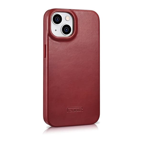 iPhone 14 Plus Magnetic Flip Case MagSafe CE Oil Wax Premium Læder Burgundy