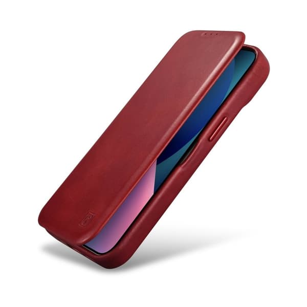 iPhone 14 Plus Magnetic Flip Case MagSafe CE Oil Wax Premium Læder Burgundy