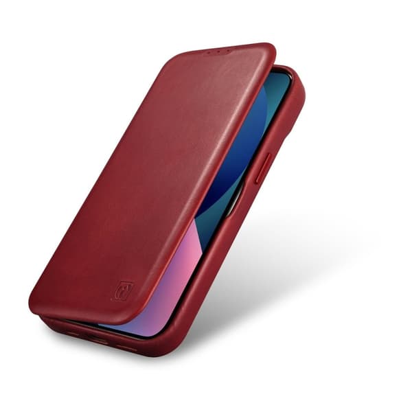 iPhone 14 Plus Magnetic Flip Case MagSafe CE Oil Wax Premium Læder Burgundy