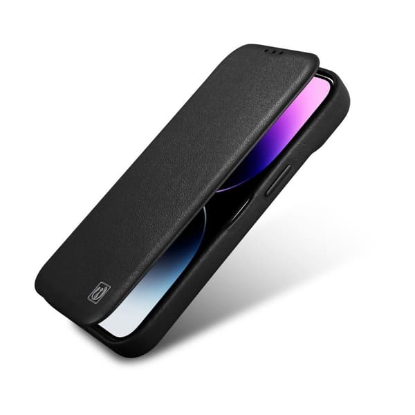 iPhone 14 Plus Magnetic Flip Case MagSafe CE Premium Læder Sort