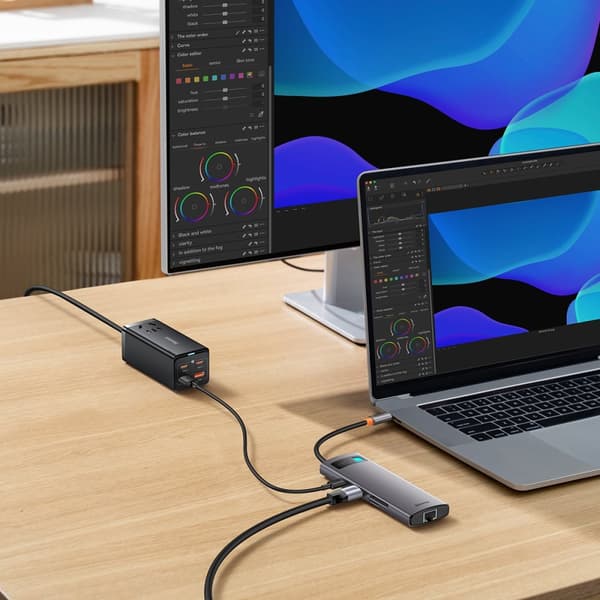 8i1 HUB-adapter StarJoy USB-C til USB-C PD 3x USB-A HDMI RJ-45 SD TF grå