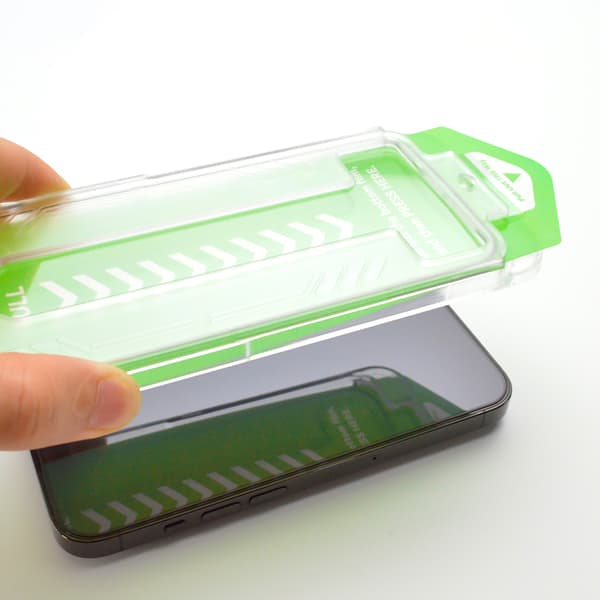 9H härdat glas med monteringsram för iPhone 14 Premium Glass svart