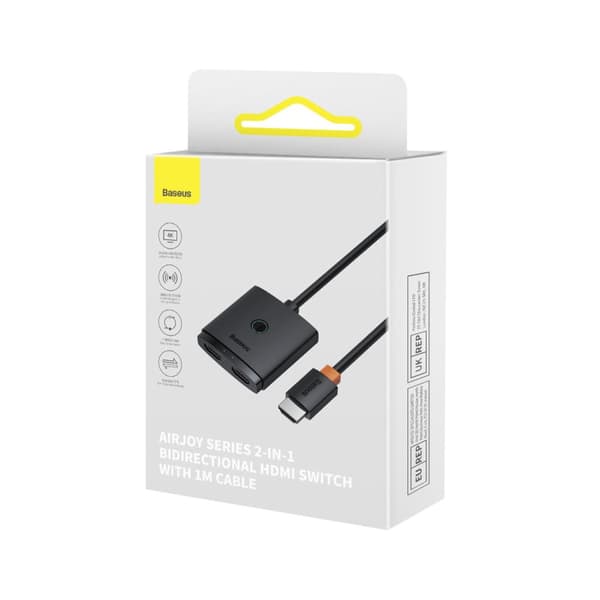 2-i-1 Adapter HDMI splitter 4K 60Hz toveis AirJoy 1m svart
