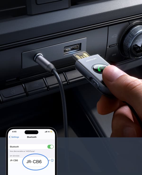 Bil Trådløs USB AUX Audio Sender Modtager JR-CB6 grå