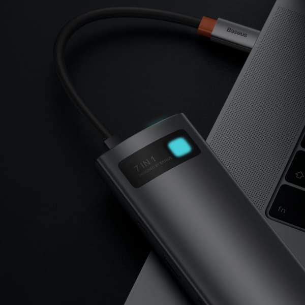 7i1 HUB Adapter Metal Gleam Series USB-C til USB-C PD 3x USB-A HDMI SD TF grå