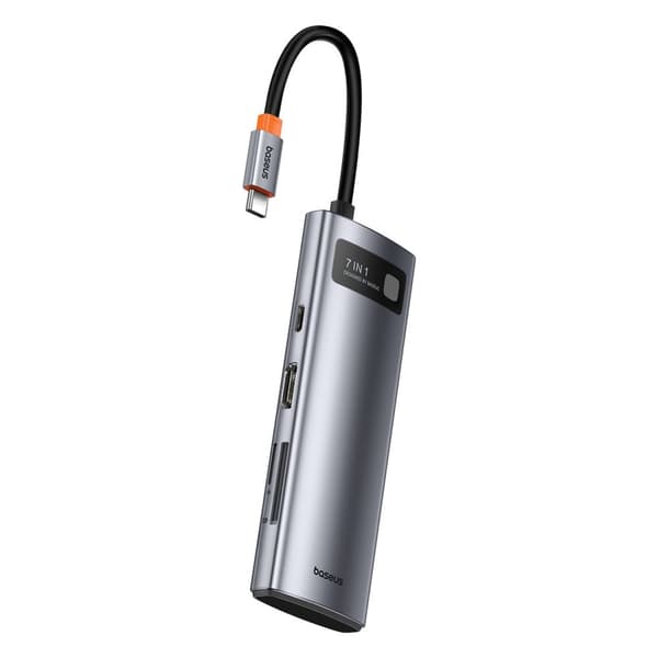 7i1 HUB Adapter Metal Gleam Series USB-C til USB-C PD 3x USB-A HDMI SD TF grå