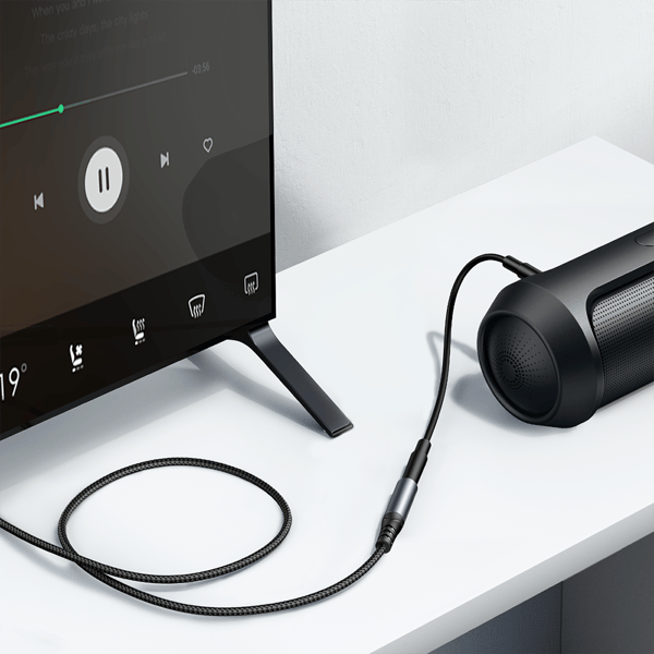 Stereo AUX Lydkabel Forlængerkabel 3,5mm Mini Jack 1,2m Sort