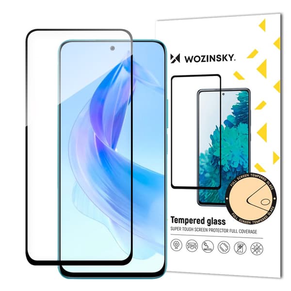 Kestävä karkaistu lasi Honor 90 Lite / X50i:lle, koko näyttö Full Glue -kehyksellä, musta