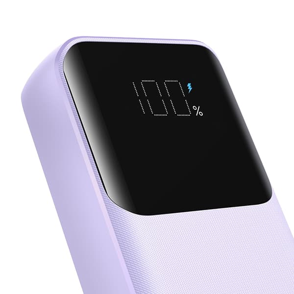 Mini powerbank 20000mAh med innebygde kabler JR-PBC07 30W lys lilla