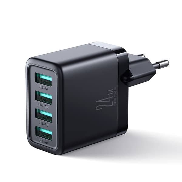 4x USB-A 24W 4,8A verkkolaturi, musta