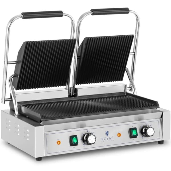 Dobbeltsidig, rillet kontaktgrill 3600 W