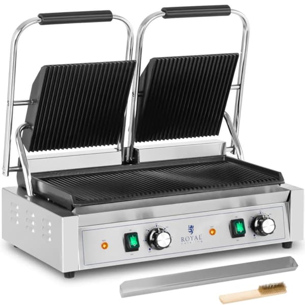 Dobbeltsidig, rillet kontaktgrill 3600 W