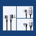 Miniatyrbild 6 av 6: Vinklad USB-kabel - USB-C QC 3.0 3A 1m grå
