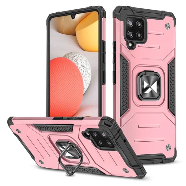 Pansret cover + magnetisk holder til Samsung Galaxy A42 5G Ring Armor pink