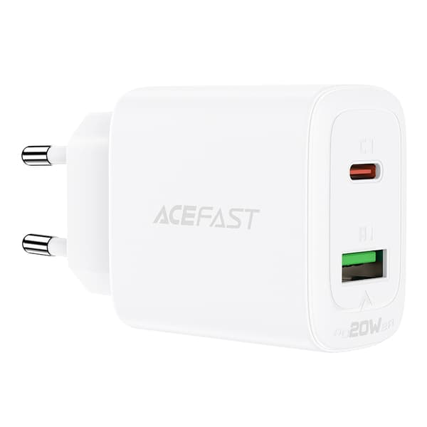 USB-C og USB 20W vegglader PPS PD QC 3.0 AFC FCP hvit