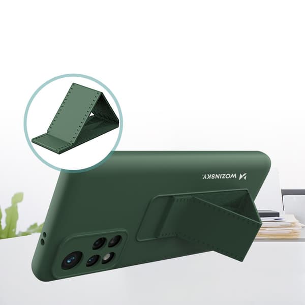 Silikonfodral med stativ för Xiaomi Poco M4 Pro 5G Kickstand Fodral rosa