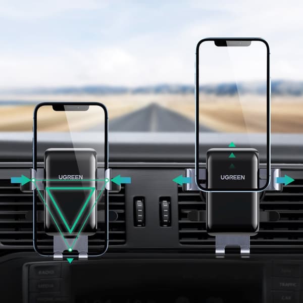 Bil gravity telefonholder - rundt gitter, grå