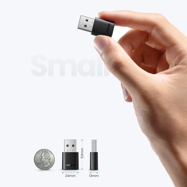 Bluetooth 5.0 USB-A sändare och mottagare adapter, svart