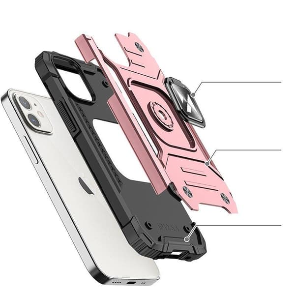 iPhone 14 kotelo, panssaroitu kansi, magneettipidike, sormus, kulta