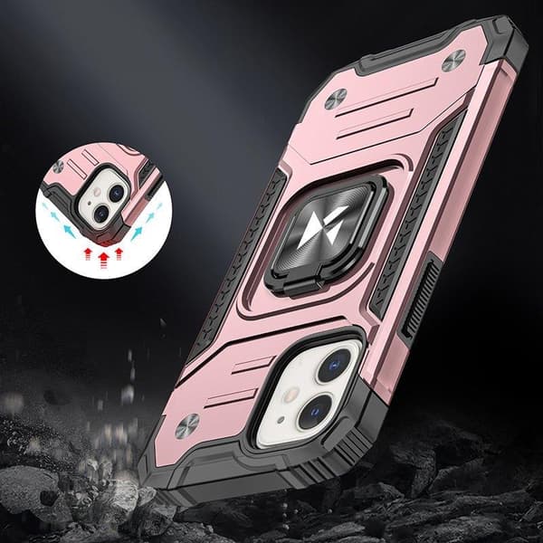 iPhone 14 kotelo, panssaroitu kansi, magneettipidike, sormus, kulta
