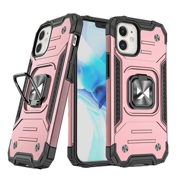 iPhone 14 kotelo, panssaroitu kansi, magneettipidike, sormus, kulta