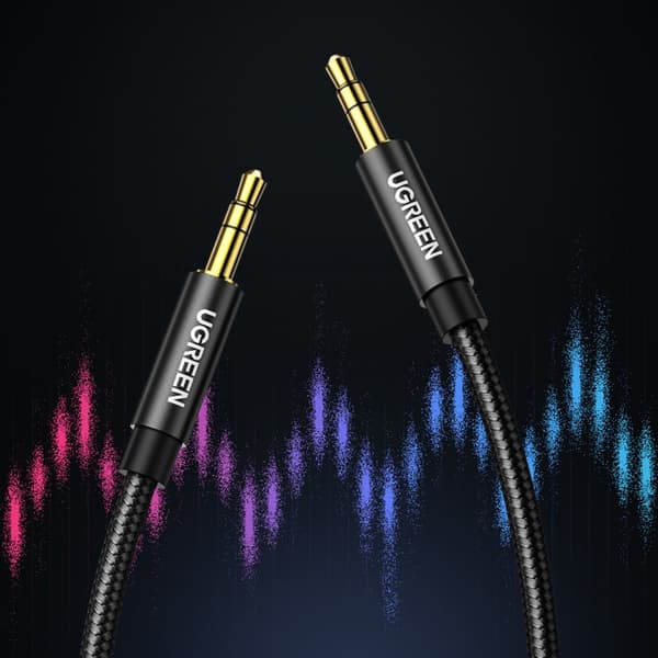Kabel, AUX lydkabel, lige minijackstik, 3,5 mm, 1 m, sort