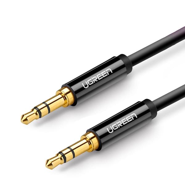Kabel, AUX lydkabel, lige minijackstik, 3,5 mm, 1 m, sort