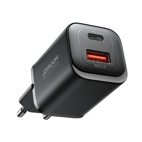 Rask vegglader 30W USB-A og USB-C PD QC AFC FCP svart