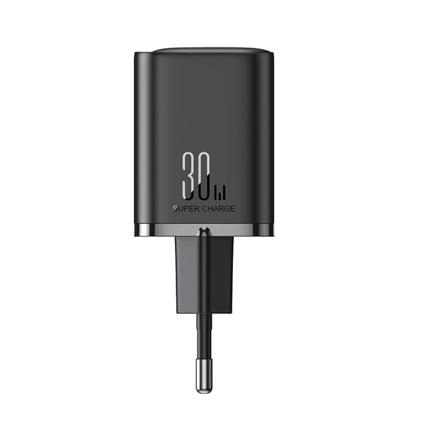 Rask vegglader 30W USB-A og USB-C PD QC AFC FCP svart