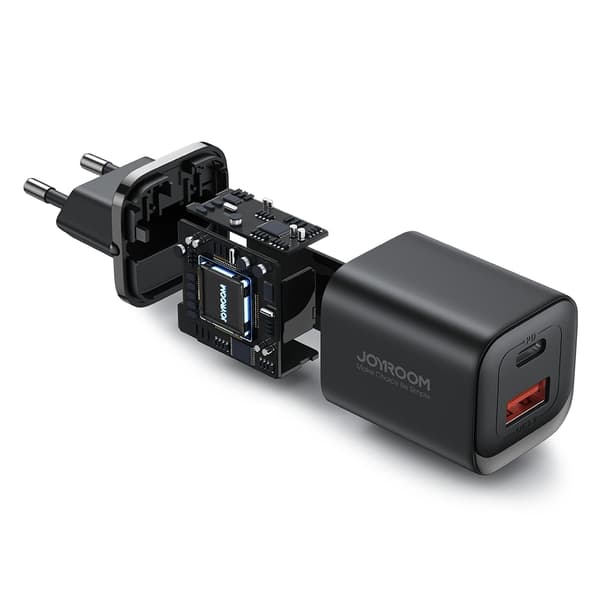 Rask vegglader 30W USB-A og USB-C PD QC AFC FCP svart