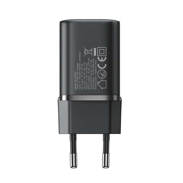 Rask vegglader 30W USB-A og USB-C PD QC AFC FCP svart