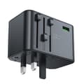 Miniatyrbillede 5 af 7: GaN universal rejseoplader 2x USB-A 3x USB-C stik UK EU USA AUS sort