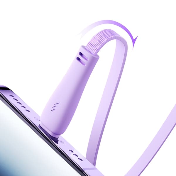 3in1 Colorful Series USB-A til USB-C / iPhone Lightning / microUSB uttrekkbar kabel 1m lilla