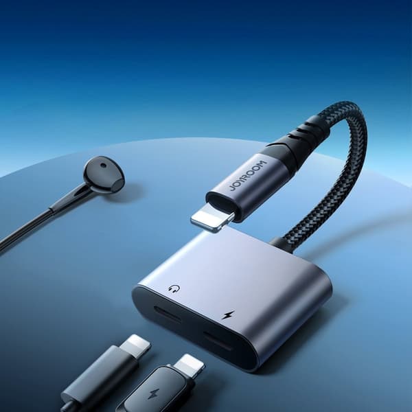 2-i-1-adapter iPhone-lader + Lightning-hodetelefoner / 2x Lightning Black
