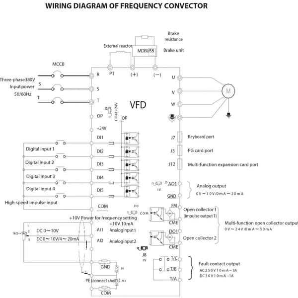 LED frekvensomformer 3,7 kW 5 HK 380 V 50-60 Hz