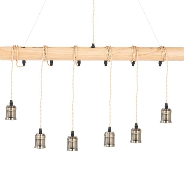 LOFT hengende taklampe, 6 pkt E27 - trebjelke