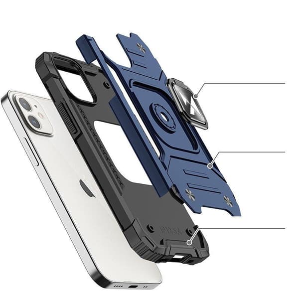 Pansret etui til iPhone 14 Plus, Ring Armor magnetisk holder, blå