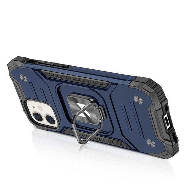 Pansret etui til iPhone 14 Plus, Ring Armor magnetisk holder, blå