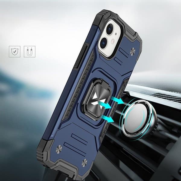 Pansret etui til iPhone 14 Plus, Ring Armor magnetisk holder, blå